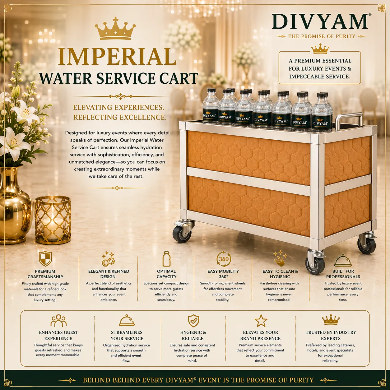 Imperial Water Service Cart — Hospitality Service Collection by D I V Y A M®